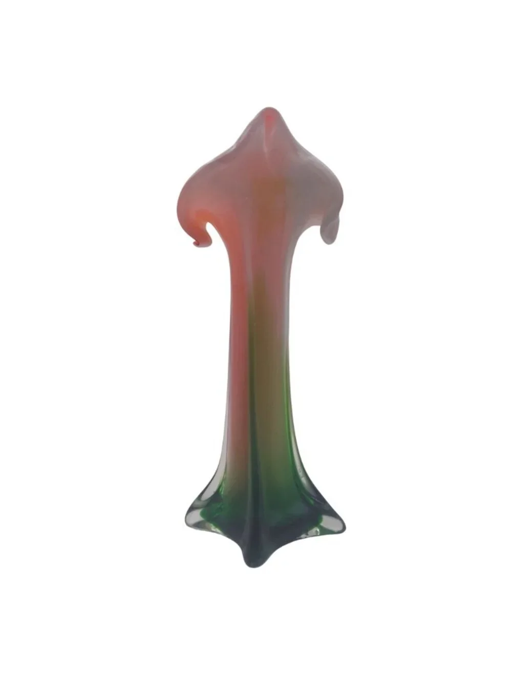 Calla Lily Art Glass Vase Floral Jack In The Pulpit Hand Blown Murano Style Vtg